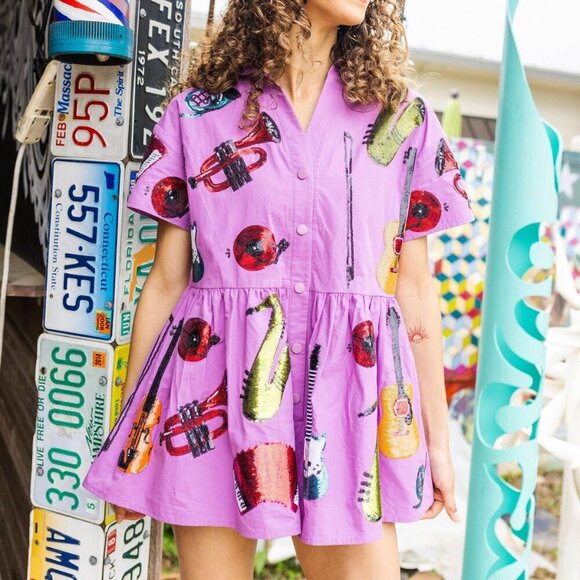 PURPLE INSTRUMENT ROMPER | QUEEN OF SPARKLES | NWOT - Picture 1 of 4